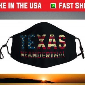 Texas Neanderthals Vintage America Flag Neanderthal Thinking Face Mask