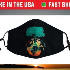 World Peace Tree Love People Earth Day 60s 70s Hippie Retro Face Mask