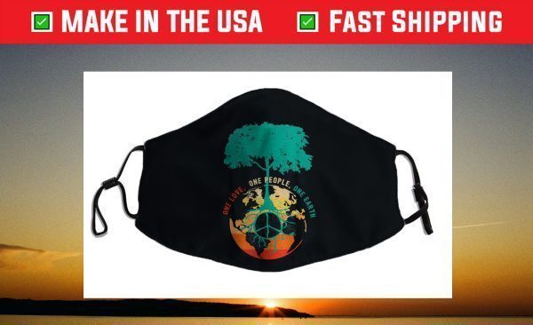 World Peace Tree Love People Earth Day 60s 70s Hippie Retro Face Mask