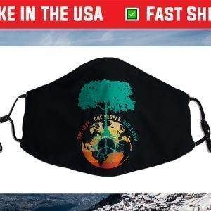 World Peace Tree Love People Earth Day 60s 70s Hippie Retro Face Mask