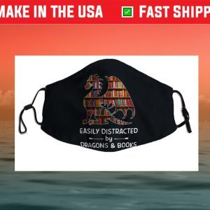 easily distracted by Dragon and Books nerds Face Mask