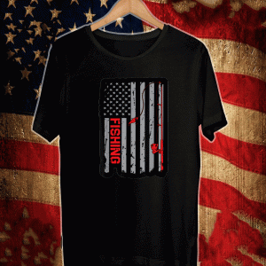 American Flag Fishing Vintage Fishing T-Shirt