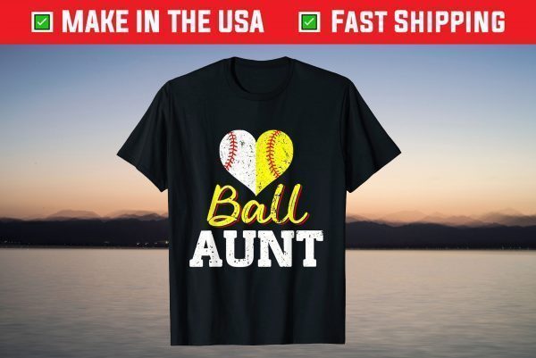 Baseball Softball Ball Heart Aunt T-Shirt