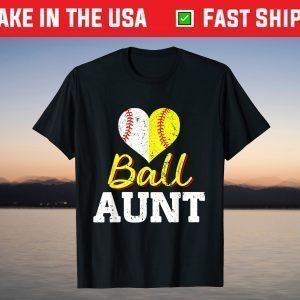 Baseball Softball Ball Heart Aunt T-Shirt