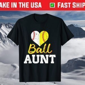 Baseball Softball Ball Heart Aunt T-Shirt