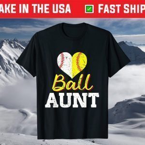 Baseball Softball Ball Heart Aunt T-Shirt