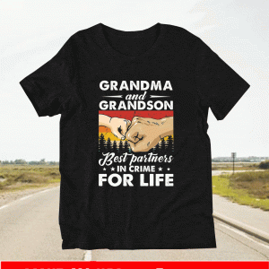 Bump hand grandma and grandson best partners in crime for life shirt