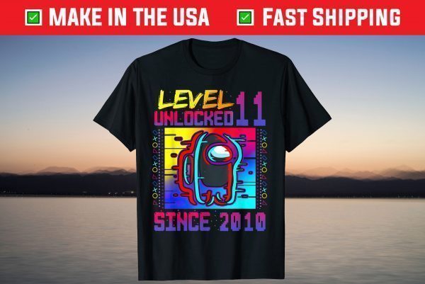 Disstressed Level 11 Unlocked Among With Us 11th Birthday T-Shirt