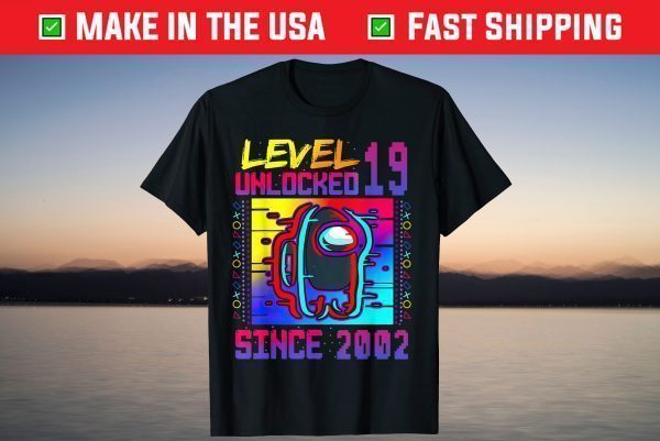 Disstressed Level 19 Unlocked Among With Us 19th Birthday T-Shirt