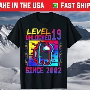Disstressed Level 19 Unlocked Among With Us 19th Birthday T-Shirt