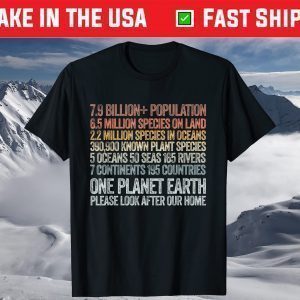 Earth Day 2021 One Planet Earth Look After It Environmental T-Shirt