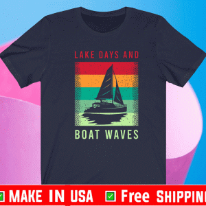 Lake Day Boat Waves Tee Shirts