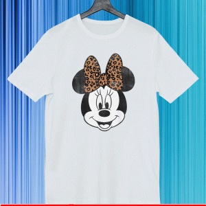 Mickey And Friends Minnie Mouse Leopard Bow Portrait T-Shirt