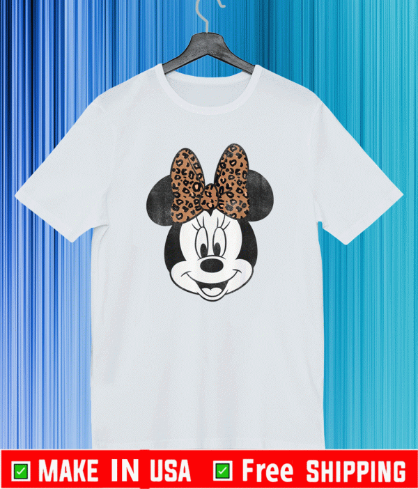 Mickey And Friends Minnie Mouse Leopard Bow Portrait T-Shirt