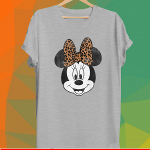 Mickey And Friends Minnie Mouse Leopard Bow Portrait T-Shirt