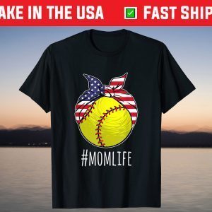 Mom Life Softball Mom Mothers Day 2021 American Flag T-Shirt