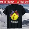 Mom Life Softball Mom Mothers Day 2021 American Flag T-Shirt