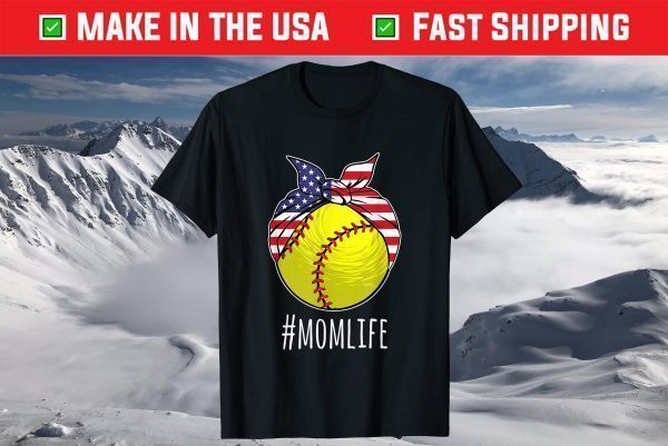 Mom Life Softball Mom Mothers Day 2021 American Flag T-Shirt