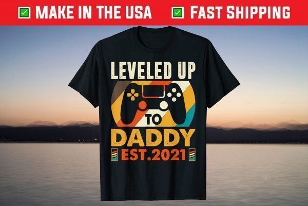 Promoted To Daddy EST 2021 Vintage Leveled Up To Dad T-Shirt