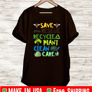 Save Bees Rescue Animals Recycle Plastict Earth Day T-Shirt