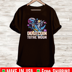 Dogecoin To The Moon T rex Cryptocurrency Shirt