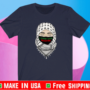 I Stand With Free Palestine Gaza Flag Arabic Scarf Shirt