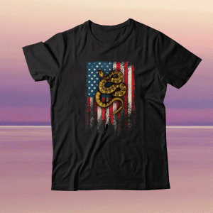 America Flag With Rattlesnake Tee Shirt