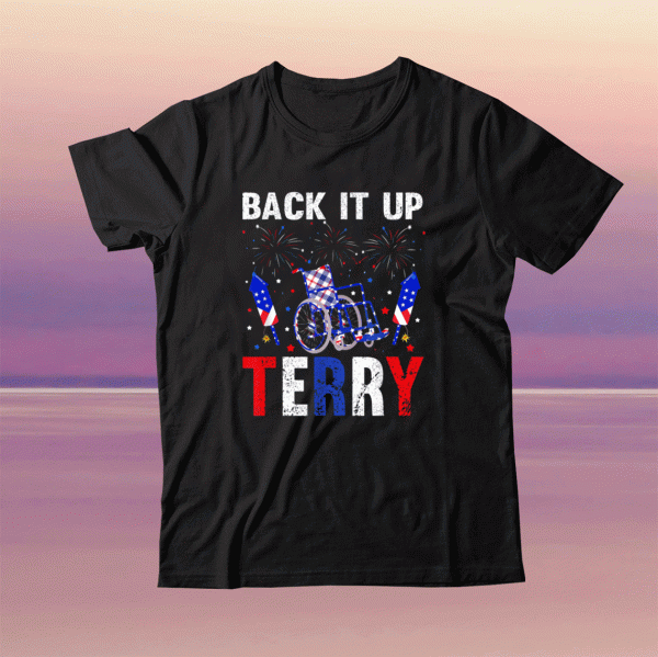 Back It Up Terry 4th Of July Firework American Flag Tee Shirt