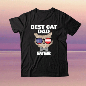 Best Cat Dad Fathers Day Daddy Papa Cat With Sunglasses Tee Shirt