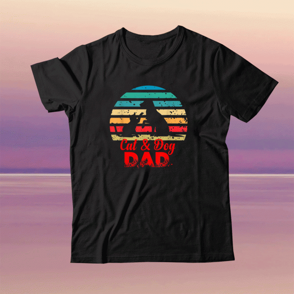 Cat and dog dad funny papa fathers day 2021 t-shirt