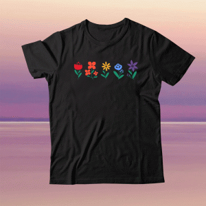 Flower Power Gay Pride Tee Shirt