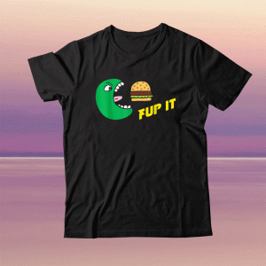 Fup It Cheeseburger Monster Cartoon Tee Shirt