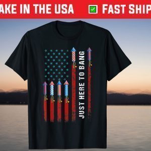 Just Here To Bang American Flag Fireworks 4th Of July T-Shirt