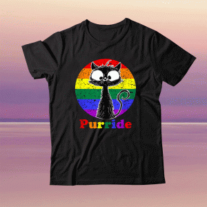 LGBT Cat Lovers Purride Flag Gay Pride Month LGBTQ Tee Shirt