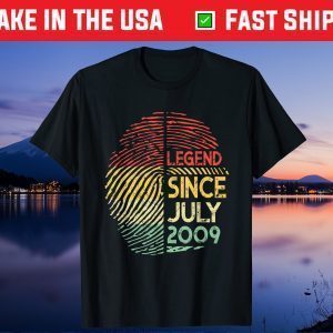 Legend Since July 2009 10th Birthday Fingerprint birthday Us 2021 TShirt