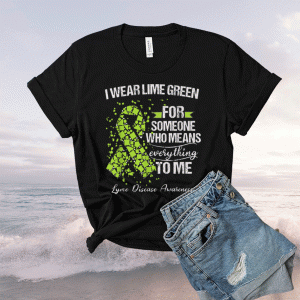 Lyme Disease Awareness Warrior Support Survivor I Wear Lime Tee Shirt