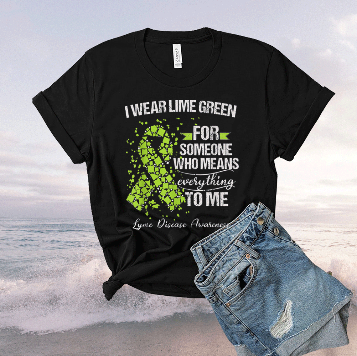 Lyme Disease Awareness Warrior Support Survivor I Wear Lime Tee Shirt
