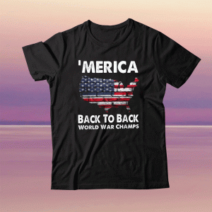 Vintage Merica Back To Back World War Champs US Flag TShirt