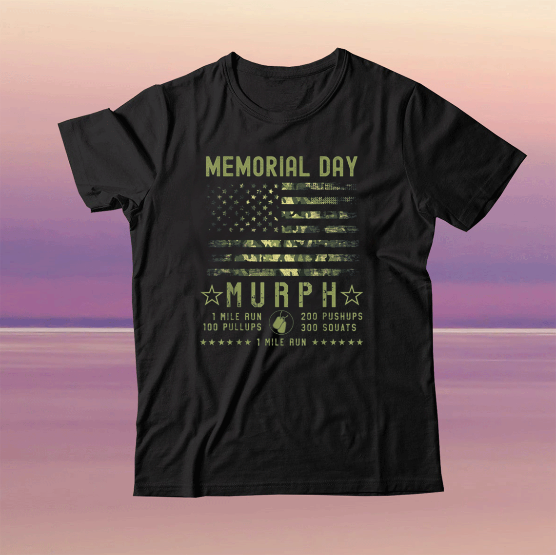 Murph Challenge Memorial Day 2021 Patriotic WOD Workout Camo Tee Shirt