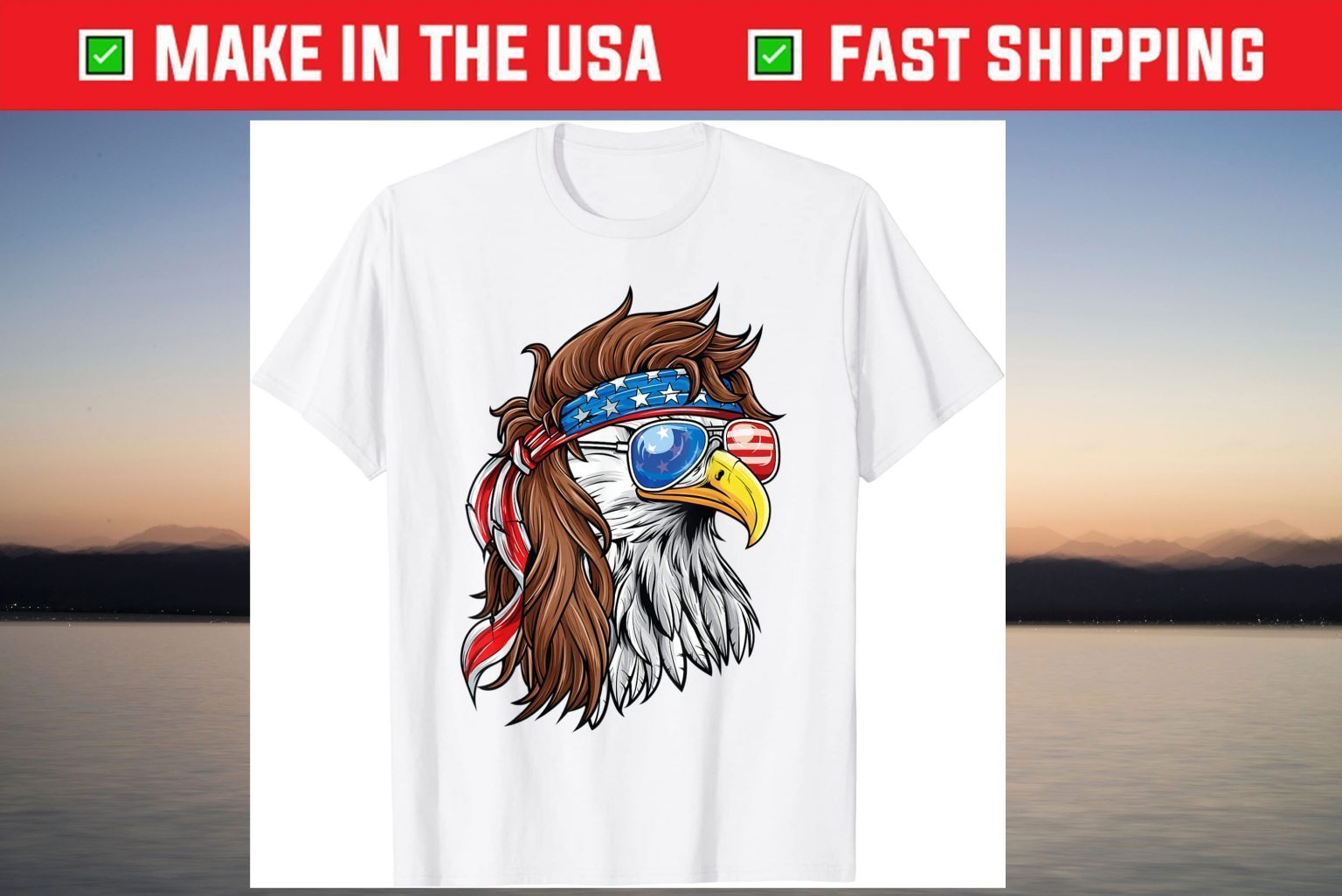 Patriotic Bald Eagle Mullet USA American Flag 4th of July T-Shirt ...