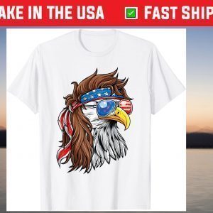 Patriotic Bald Eagle Mullet USA American Flag 4th of July T-Shirt