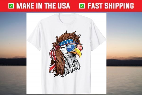 Patriotic Bald Eagle Mullet USA American Flag 4th of July T-Shirt