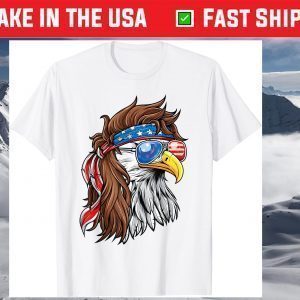 Patriotic Bald Eagle Mullet USA American Flag 4th of July T-Shirt
