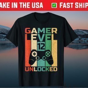 12th Birthday Gamer Level 12 Unlocked Gamer Birthday Gift Shirt