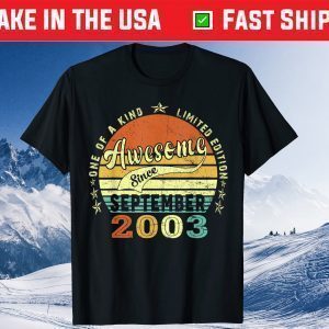 18 Years Old Awesome Since September 2003 18th Birthday Gift T-Shirt