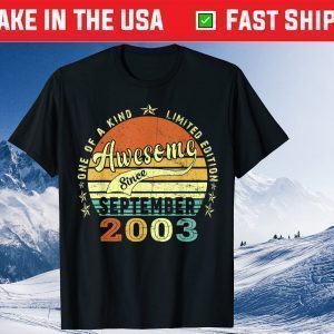 18 Years Old Awesome Since September 2003 18th Birthday Gift T-Shirt