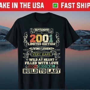 20th Birthday 20 Years Old Vintage September 2001 Tee T-Shirt