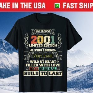 20th Birthday 20 Years Old Vintage September 2001 Tee T-Shirt