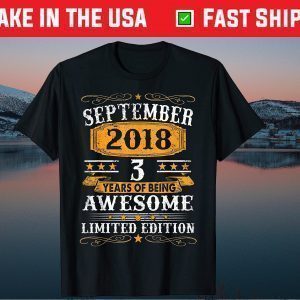 3rd Birthday Retro September 2018 Awesome 3 Years Old Classic T-Shirt
