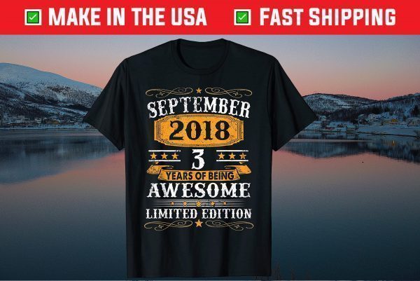 3rd Birthday Retro September 2018 Awesome 3 Years Old Classic T-Shirt